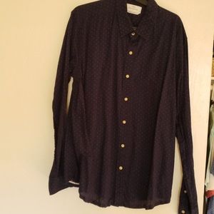 Dark blue dotted button down
